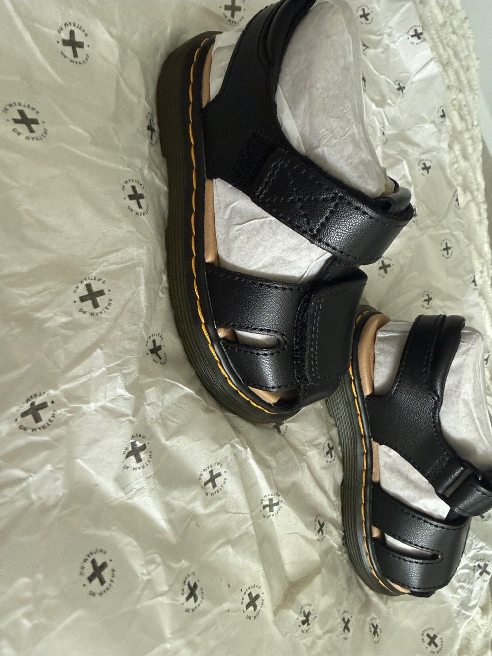 Dr. Martens Kids Black Leather Velcro Moby II Sandals - Picture 3 of 3